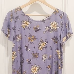 Gray Floral Top